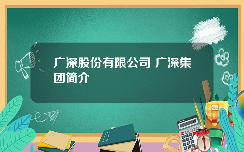 广深股份有限公司 广深集团简介